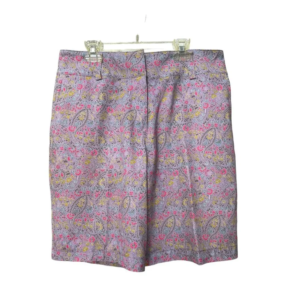 Nike Golf Women's Fit Dry Floral Paisley Pink Purple Bermuda Shorts size 8 - Picture 4 of 13